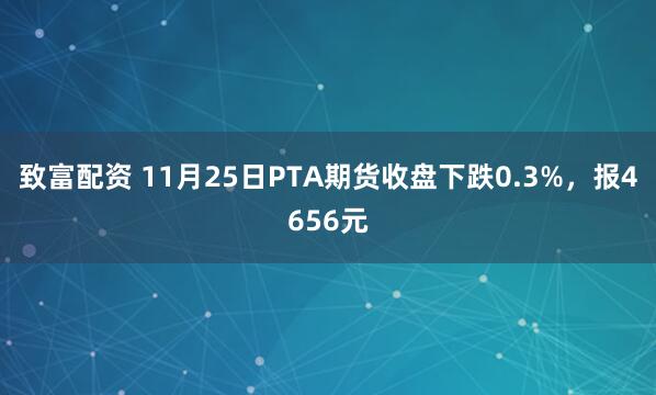 致富配资 11月25日PTA期货收盘下跌0.3%，报4656元